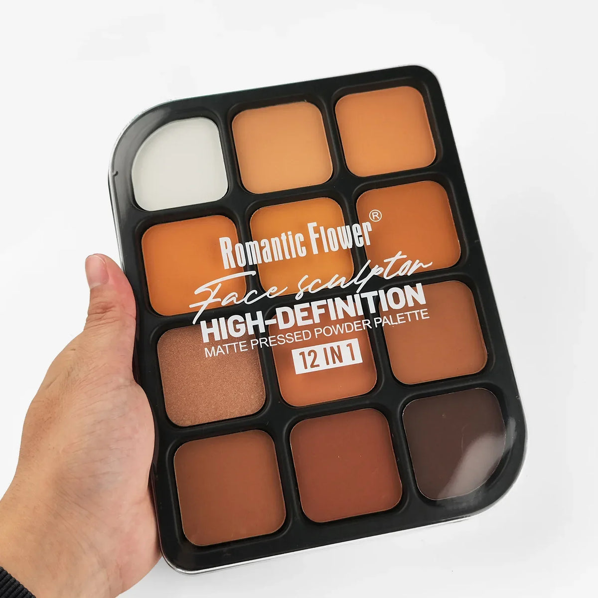 Qme 12-Color Matte Contour Palette – Deep Skin Full Coverage Contour Makeup Palette Qme