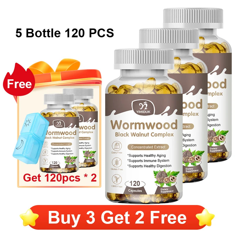 YIMIDUK Wormwood & Black Walnut Capsules 8050mg | Gut Health Herbal Supplement Qst 5x120pcs Best Offers