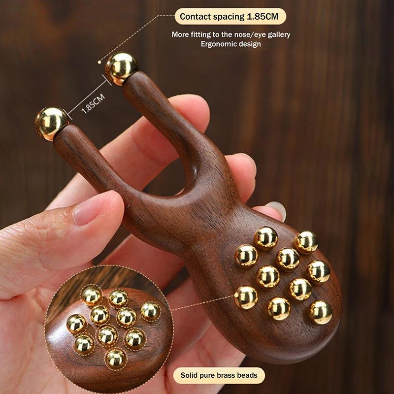 Wooden Nose Gua Sha Tool – Sandalwood & Brass Bead Massager Gua Sha Massager Qst