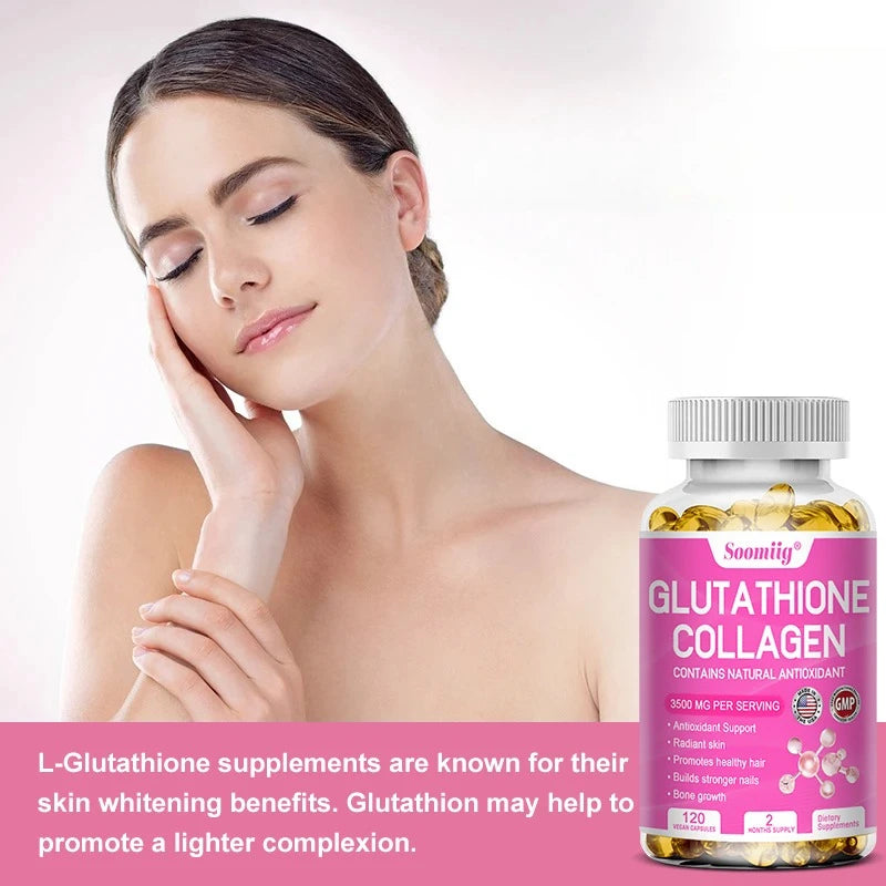 Glutathione Collagen Capsules – Skin Brightening, NON-GMO Skin Beauty Supplement Qst