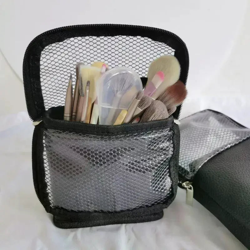 Net Zipper Foldable Stand-Up Makeup Bag & Cosmetic Organizer Cosmetic Organizer Bag Qme