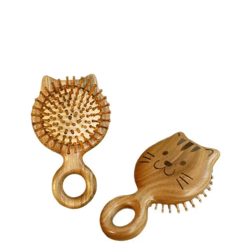 Wooden Cat Scalp Massage Comb | Garapa Air Cushion Hair Brush Scalp Massage Comb Qst Default Title