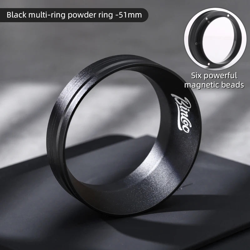 Bincoo Magnetic Dosing Ring 51mm 58mm Portafilter Funnel Tool Espresso Dosing Ring Qst 51mm black