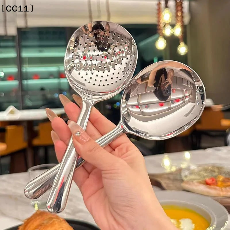 Stainless Steel Slotted Serving Spoon & Soup Ladle Slotted Serving Spoon Qme