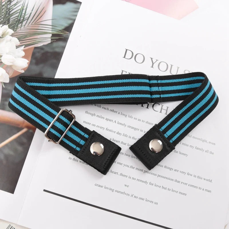 Women's Elastic Buckle-Free Canvas Waist Belt | 29 Colors Elastic Waist Belt Qme BEE-18 length 60-100cm China Mainland