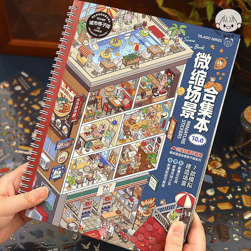 3D Cartoon DIY Cabin Scene Sticker Book – PET Craft Activity DIY Sticker Book Qme