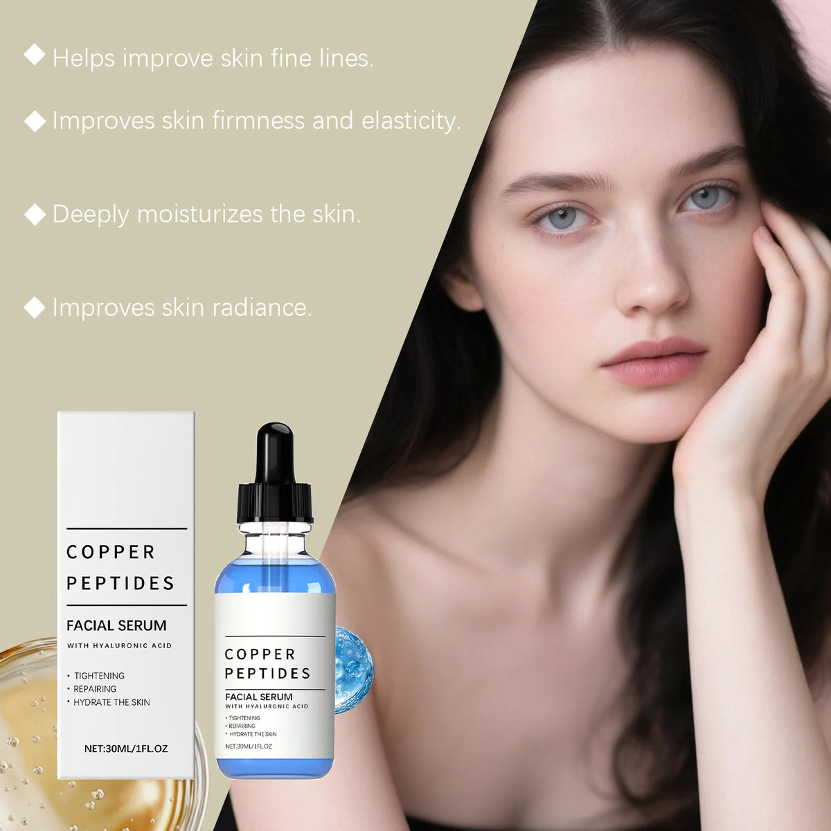 30ml Copper Peptides Face Serum – Firming & Hydrating Face Serum Qst