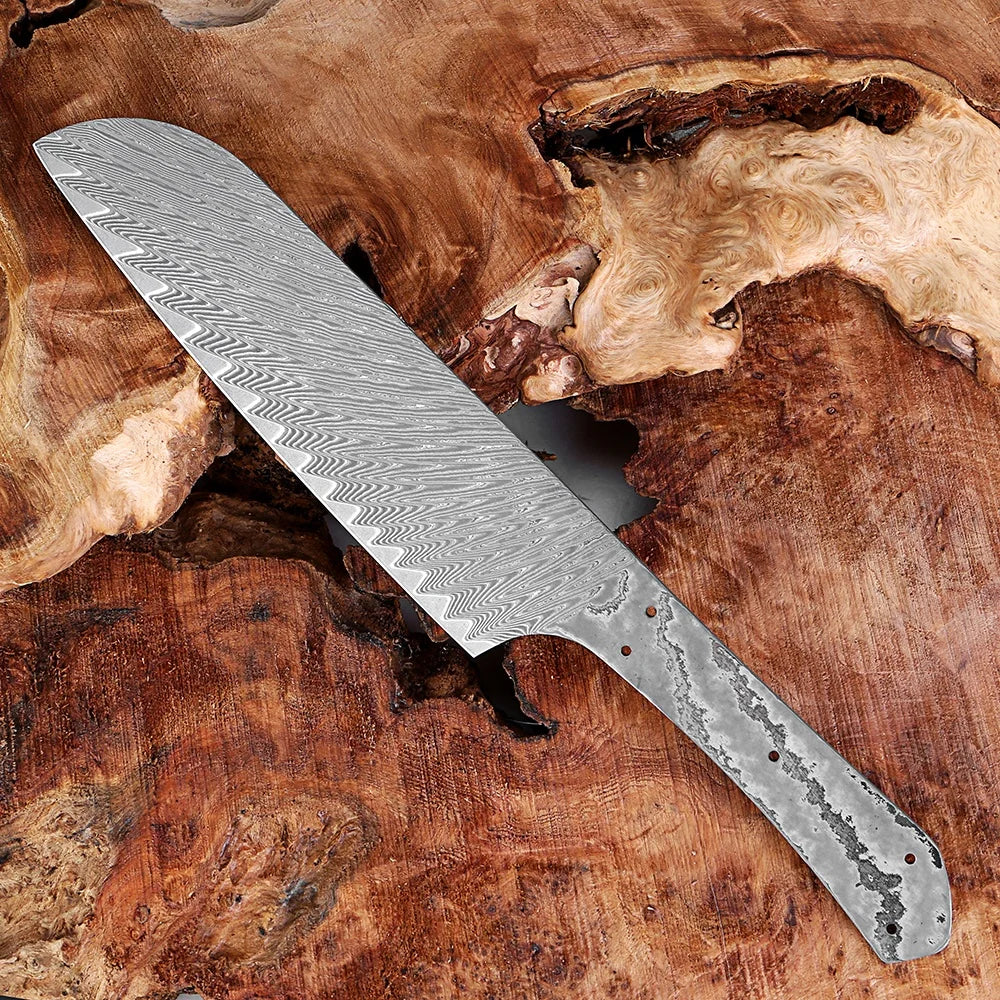Damascus Santoku Knife Blade Blank – 67-Layer Full Tang DIY Knife Blade Blank Qst