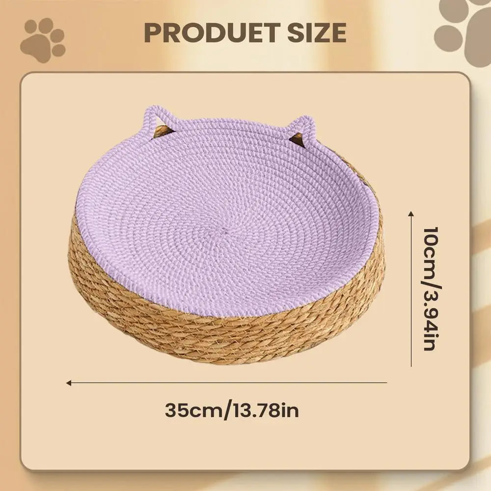 Boho Cotton Rope Cat Scratch Bowl Bed – Kitten Ear Design Cat Scratch Bed Qst E