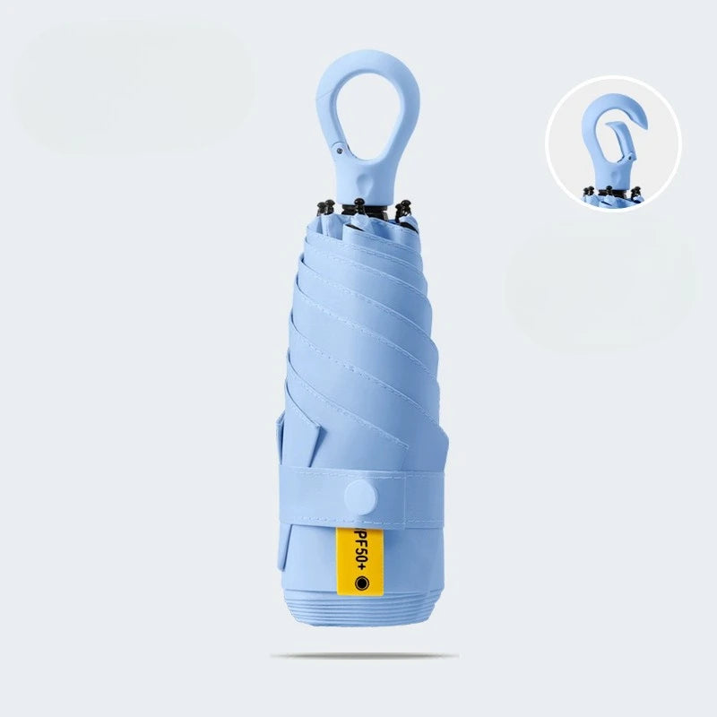 UV Protection Mini 5-Fold Ultralight Portable Umbrella Compact Travel Umbrella Qst Blue 6K Iron