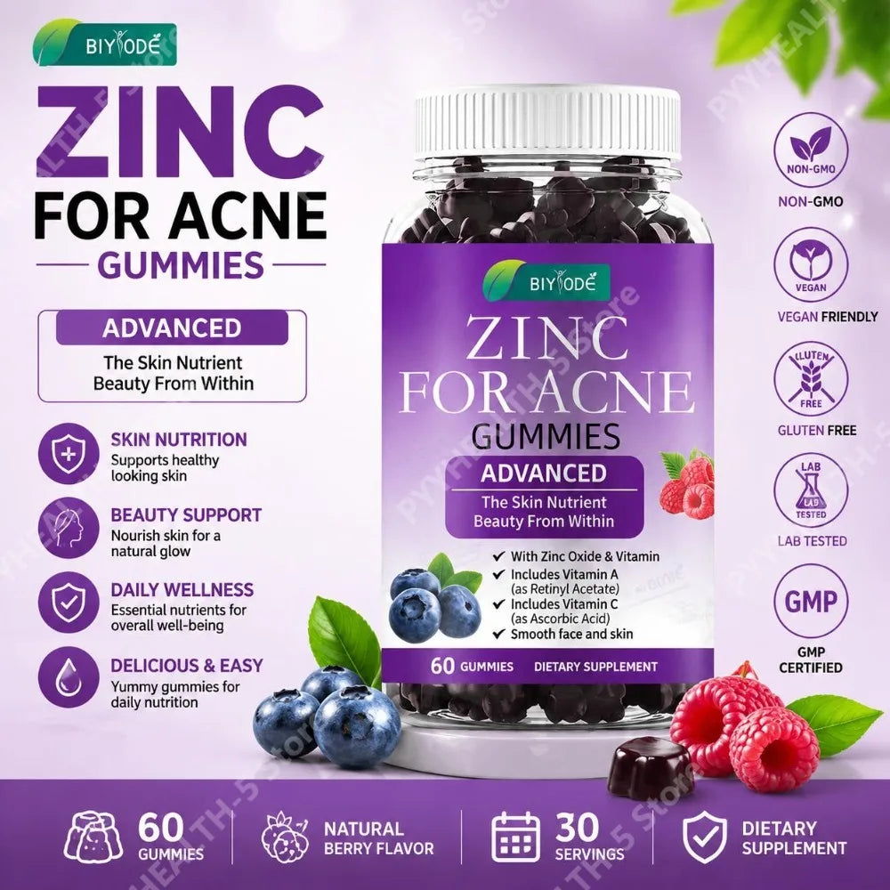 BIYODE Zinc Oxide Gummies with Vitamin A & C – 60 Count Vitamin Gummies Qst