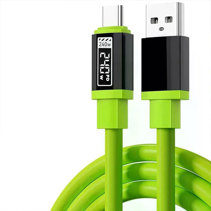 240W USB-C Fast Charging Cable with Power Display – 1M USB-C Charging Cable Qme