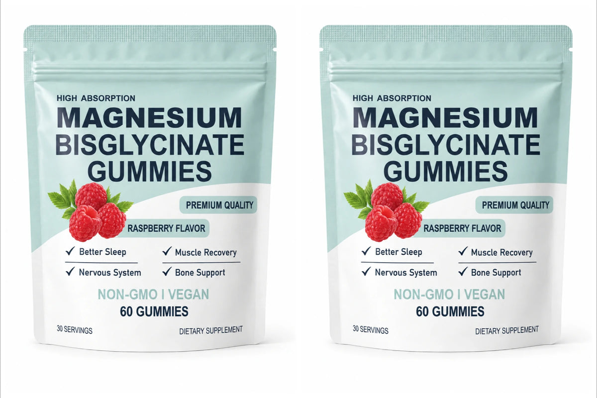 Magnesium Bisglycinate Gummies 400mg Sugar Free Raspberry 60ct Magnesium Supplement Qst 2bags 120capsules
