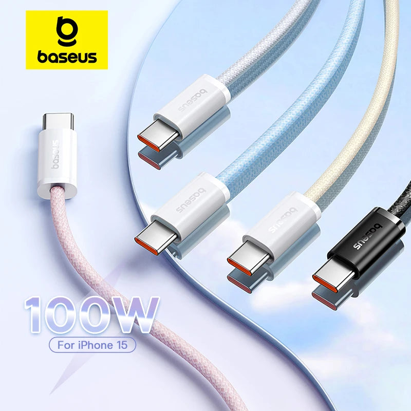 Baseus 100W USB-C Cable 5A Fast Charging – iPhone 15, MacBook USB-C Charging Cable Qst