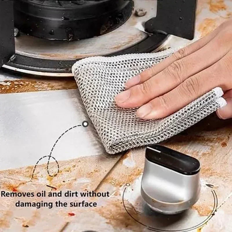 Double-Sided Metal Wire Kitchen Scrubber Dishcloth | 2 Colors Kitchen Scrubber Dishcloth Qme