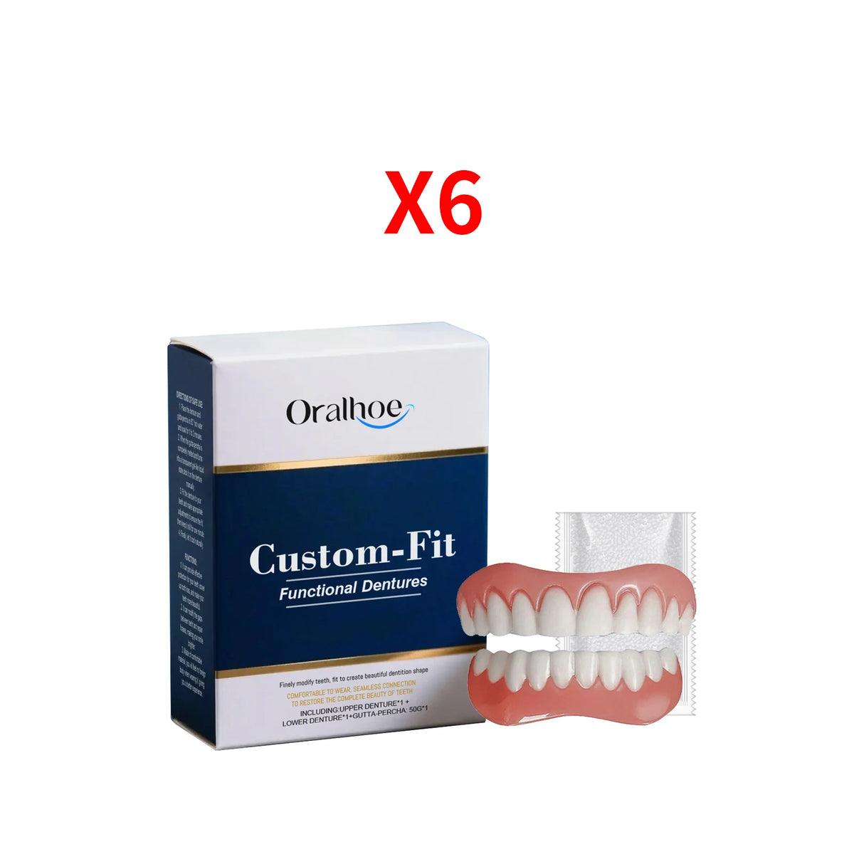 Oralhoe Soft Silicone Denture Kit – Upper & Lower Set Cosmetic Denture Kit Qst 6sets boxed