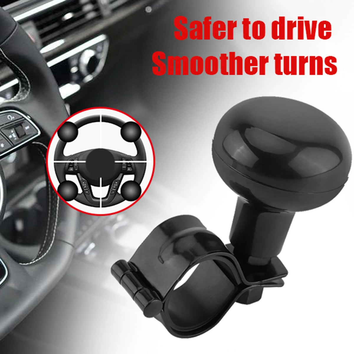 Black Universal Steering Wheel Knob Spinner Ball – Car Steering Wheel Knob Qst