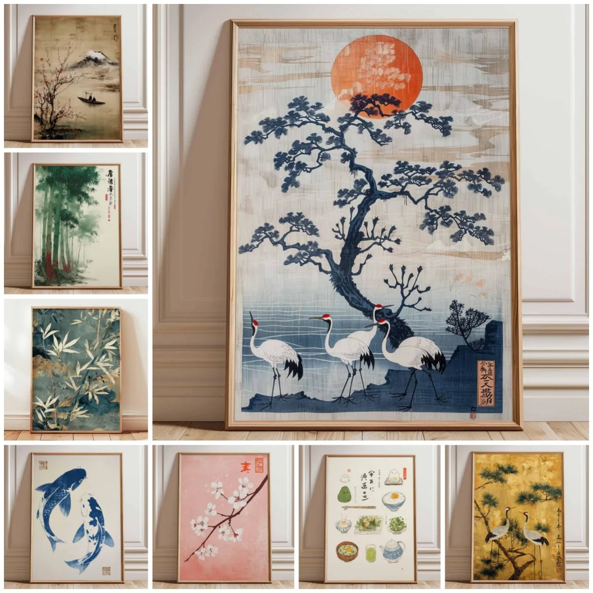 Japanese Crane Vintage Ukiyo-e Canvas Wall Art Print Canvas Wall Art Qst