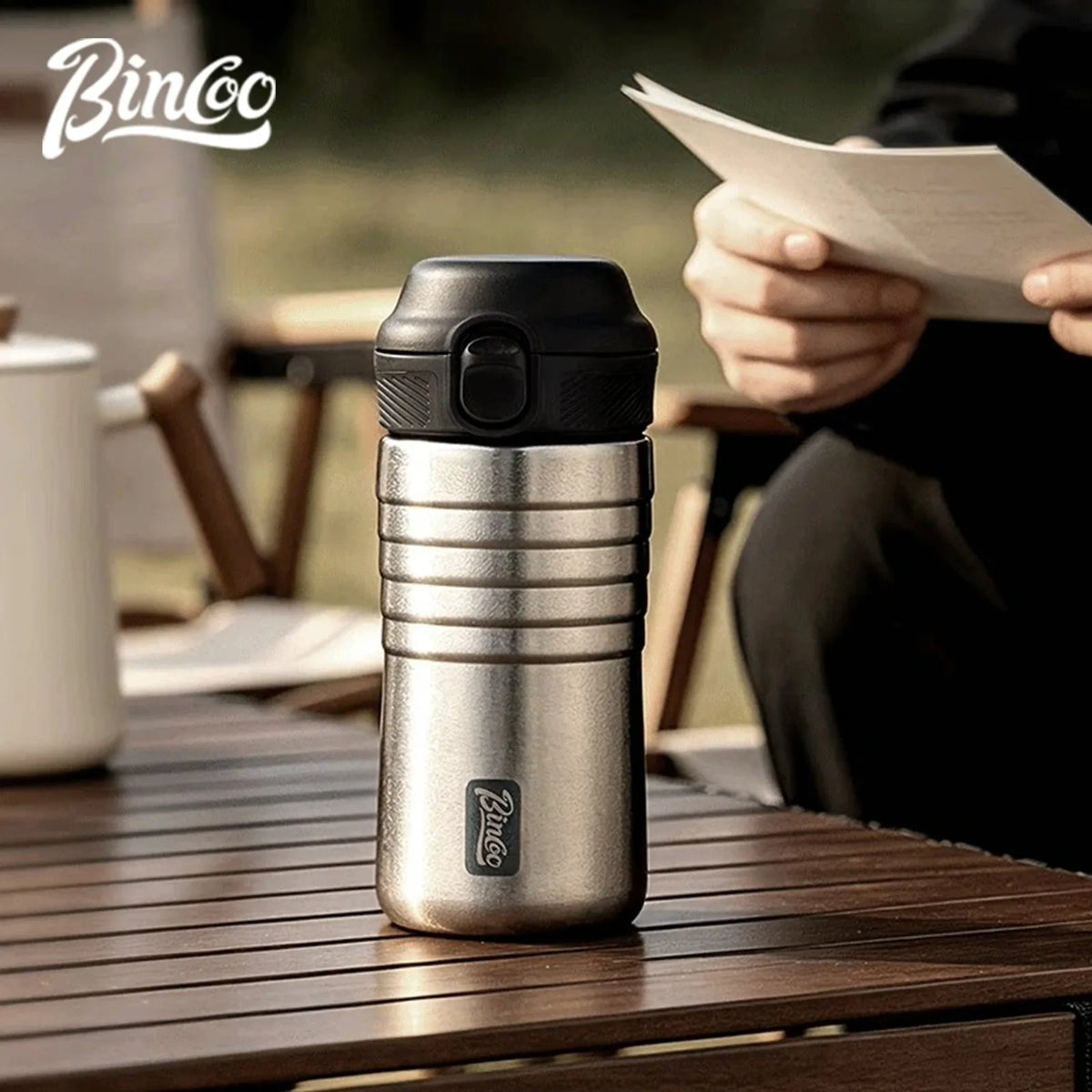 BINCOO Pure Titanium Insulated Travel Mug – Leakproof Thermos Titanium Travel Mug Qst