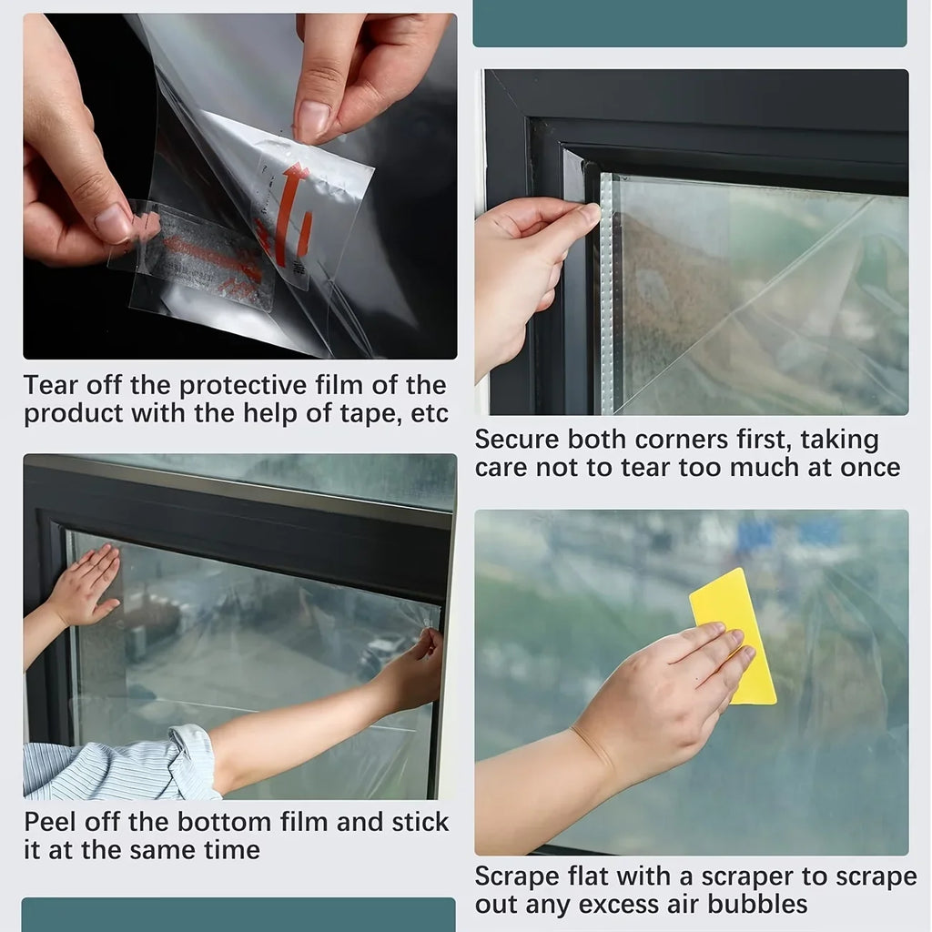 Transparent Shatterproof Safety Window Film | Self-Adhesive PET Safety Window Film Qme