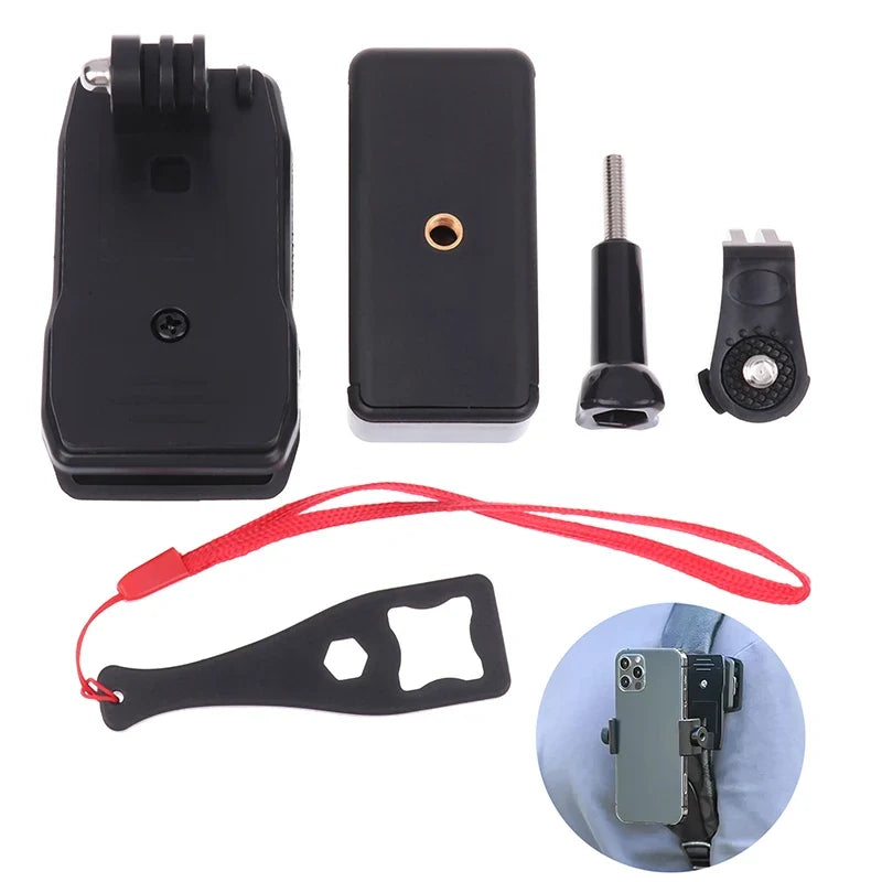 Backpack Strap Phone Clip Mount – Anti-Slide Adjustable Holder Phone Clip Mount Qme