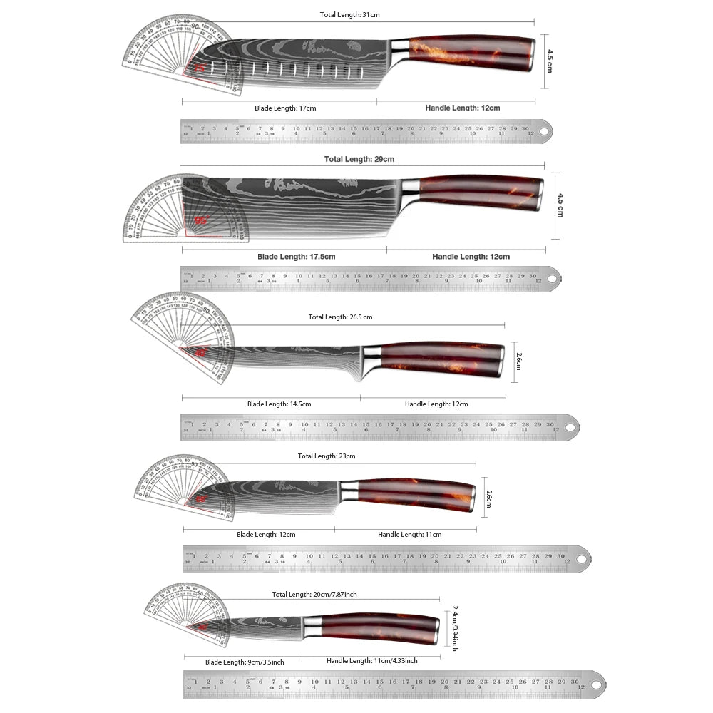 XITUO Japanese Kitchen Knife Set – Santoku, Boning & Paring Kitchen Knife Set Qst