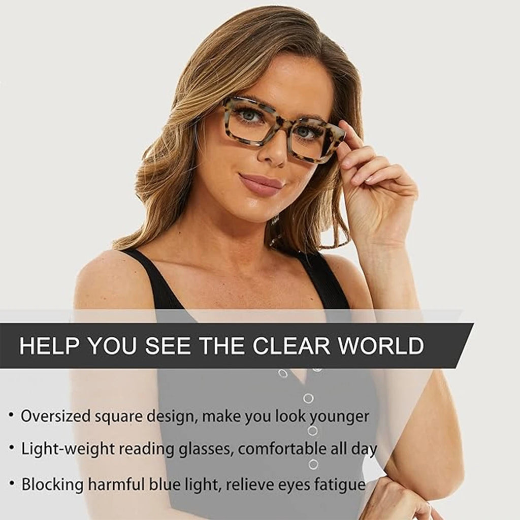 VOPHA Blue Light Blocking Reading Glasses Square Frame +1–+3 Reading Glasses Qst