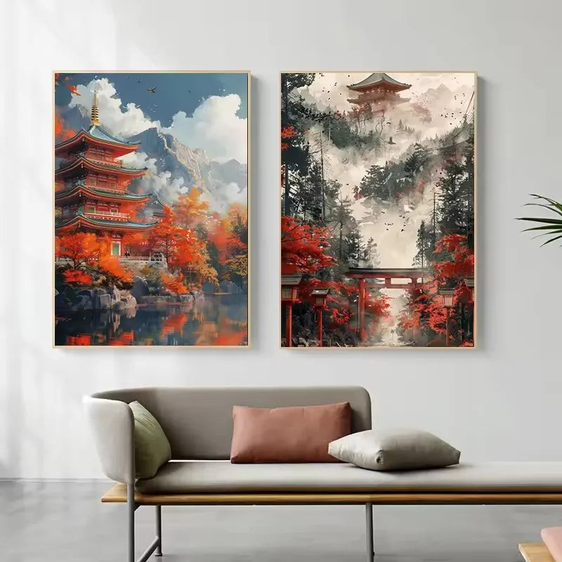 Japanese Shrine Forest Canvas Art Poster | Wall Décor Canvas Wall Art Qst