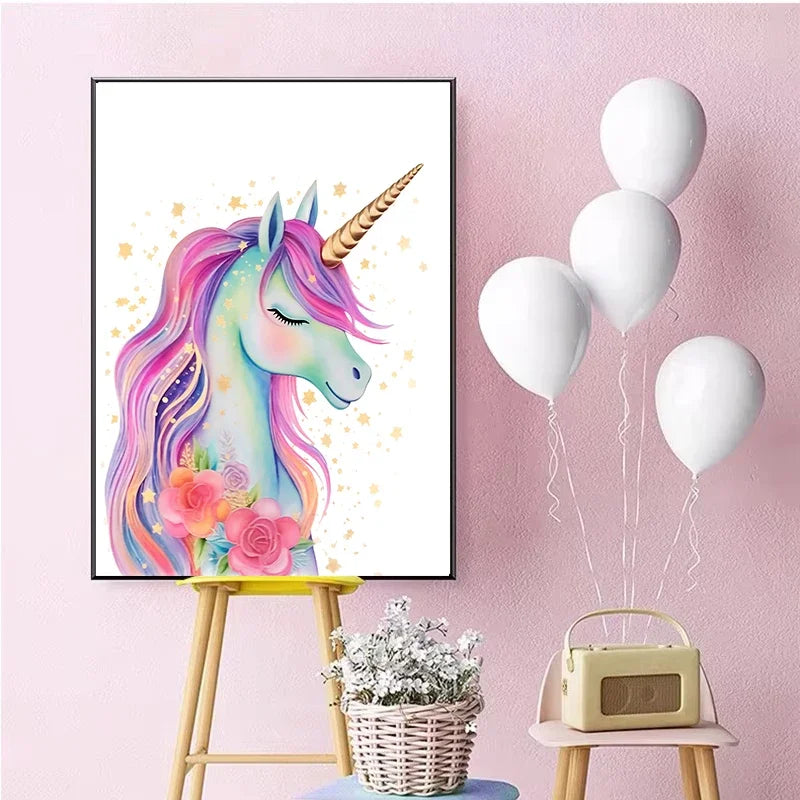 Unicorn Pastel Rainbow Canvas Wall Art – Nursery & Kids Room Canvas Wall Art Qst