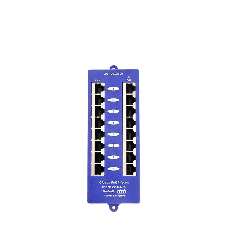 Mode B Gigabit PoE Injector Patch Panel 802.3af 8-Port 1000Mbps PoE Injector Patch Panel Qme