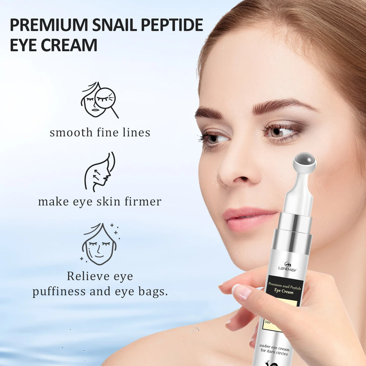 Snail Peptide Eye Cream with 360° Roller | Anti-Aging Brightening Eye Cream Qst