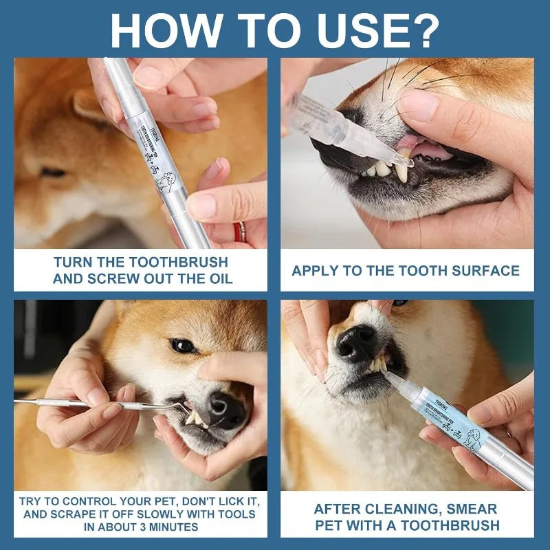 Pet Toothbrush Pens 2-Pack – Teeth Cleaning for Cats & Dogs Pet Toothbrush Qme