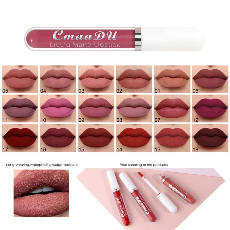6-Color Matte Lip Gloss Set – Waterproof & Moisturizing Lipstick Matte Lip Gloss Set Qme