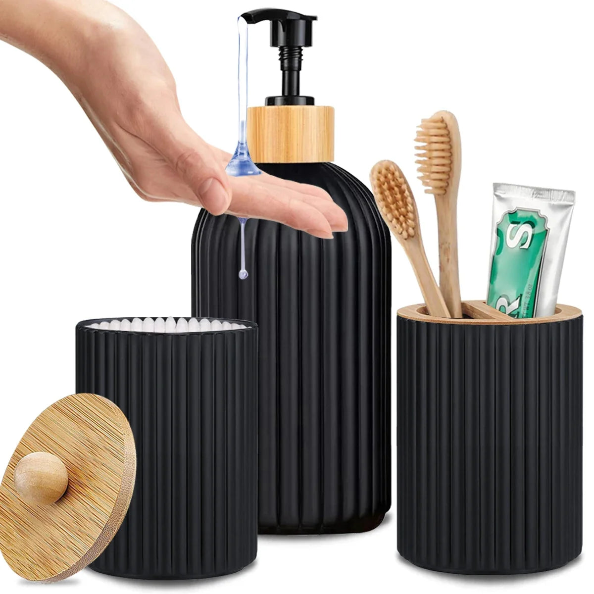 Bathroom Countertop Organizer – Soap Dispenser & Storage Set Bathroom Organizer Set Qme