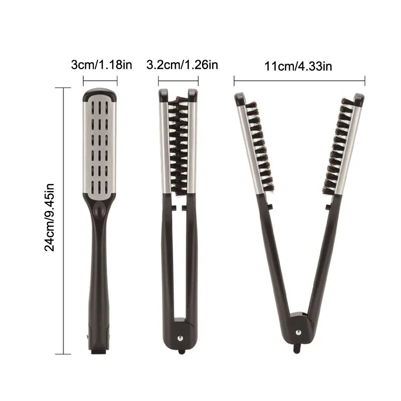 V Shape Comb Clamp Hair Straightening Brush | DIY Styling Hair Straightening Comb Qme