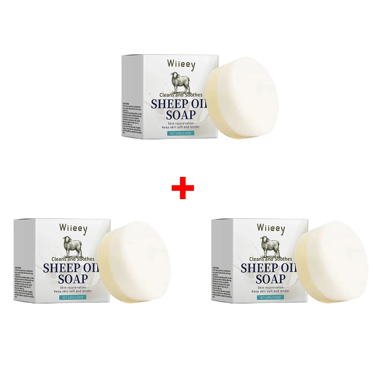Natural Sheep Oil Soap for Kids – Gentle Cleansing Bar Kids Cleansing Soap Qme 3 x 100g Boxed