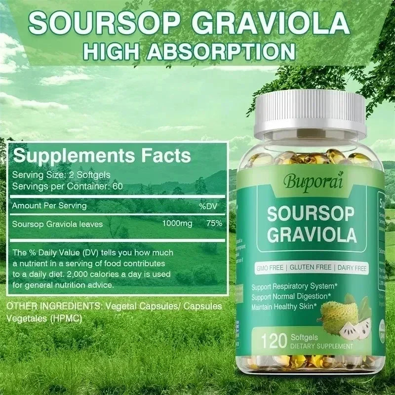 Soursop Graviola Capsules – Immune & Cell Support Supplement Herbal Supplement Qst