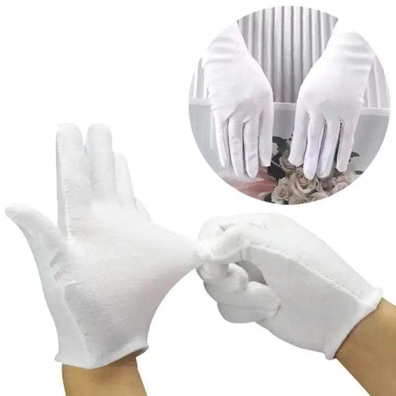 White Knit Gloves for Etiquette, Inspection & Cleaning Use Knit Gloves Qst