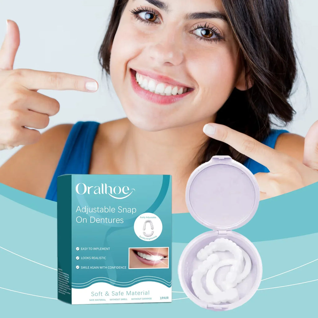 Snap-On Temporary Dentures | Upper & Lower False Teeth Cosmetic Dental Veneer Qme