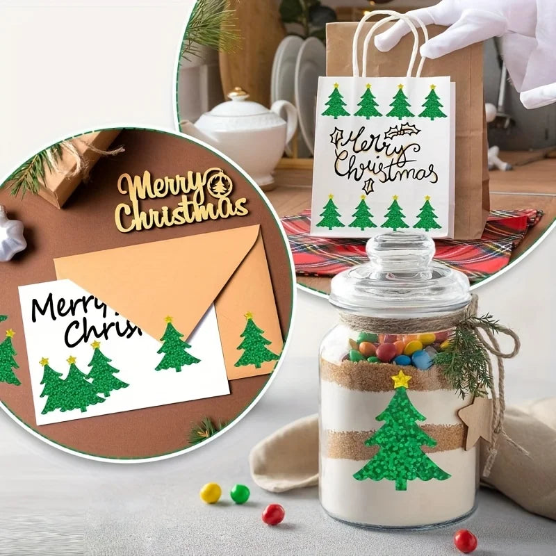 1000 Christmas Sticker Rolls – Laser Tree & Santa Hat (2 Rolls) Christmas Sticker Roll Qme