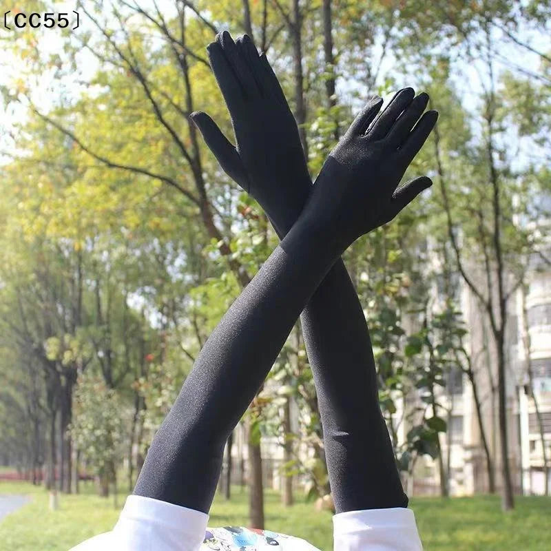 Women's Black Spandex Long Gloves – Party Wedding Performance Long Fashion Gloves Qst
