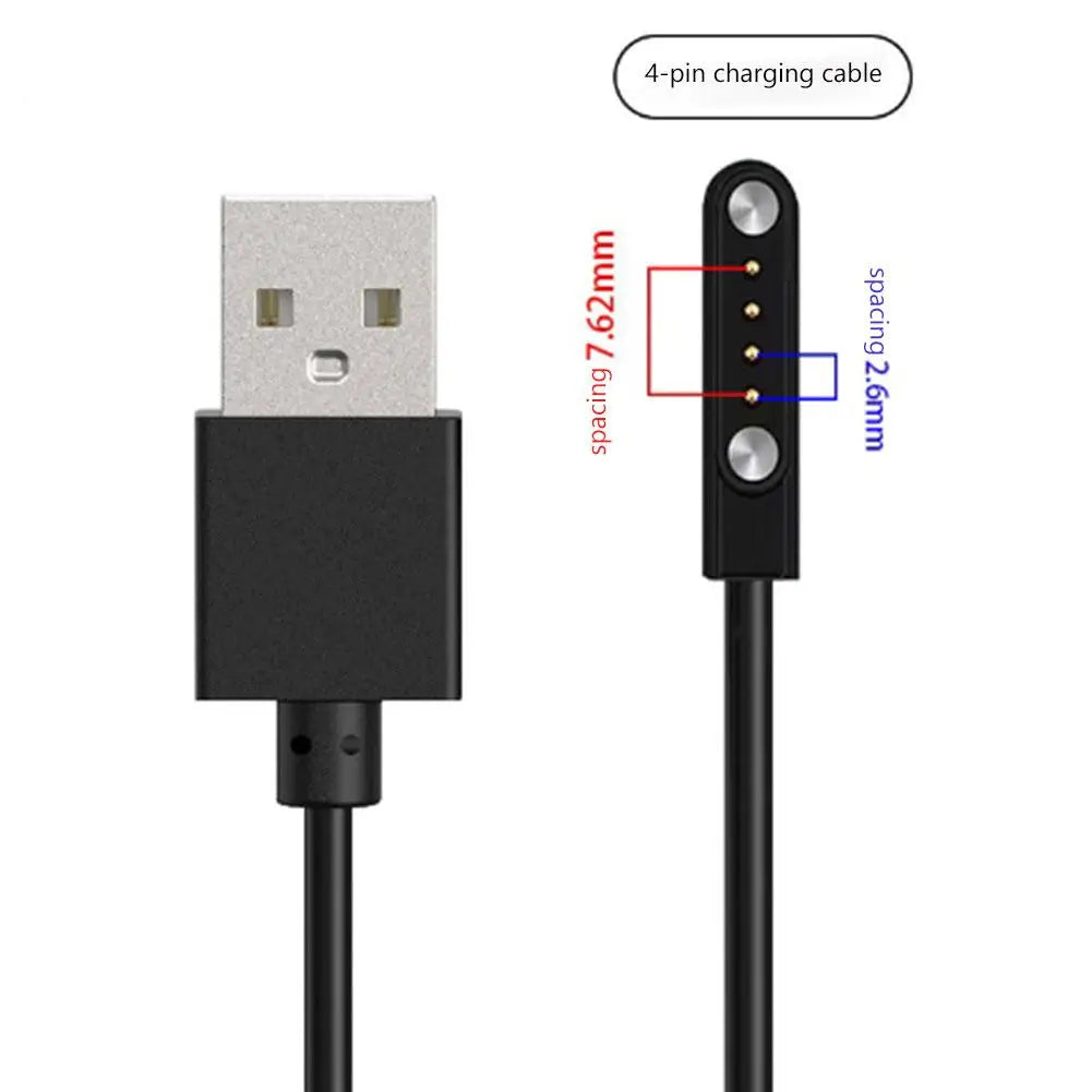 4-Pin Magnetic Smart Watch Charging Cable – Universal Fit Smartwatch Charging Cable Qme