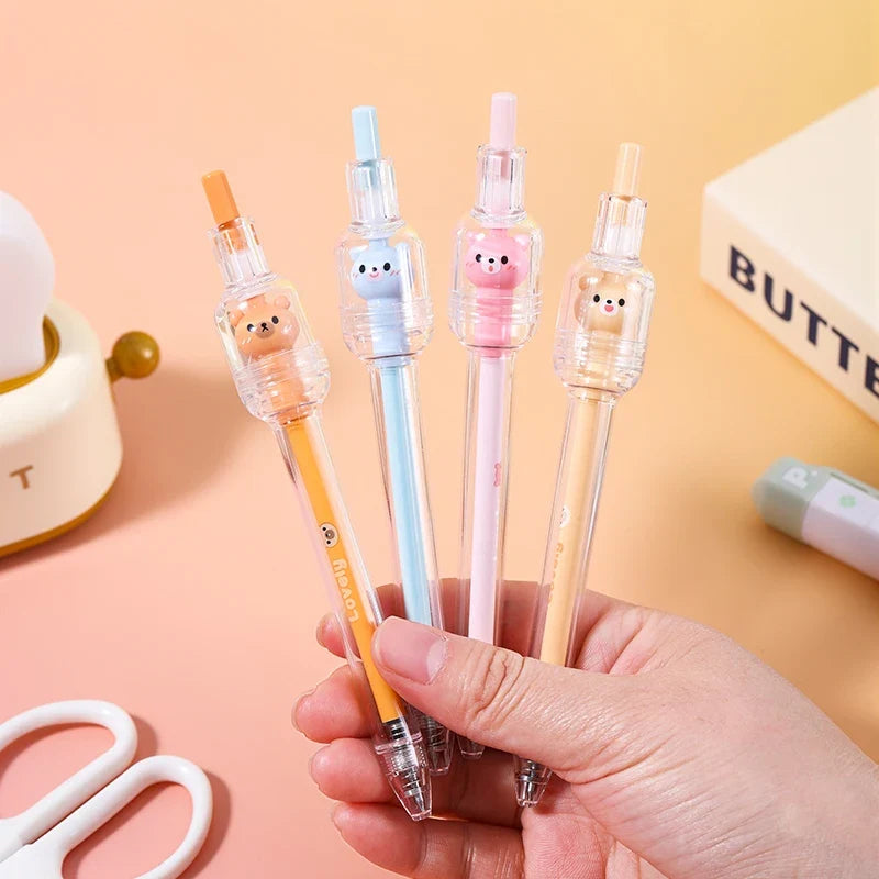 Wishing Bear Fidget Spinner Gel Pen Set – 4 Cute Novelty Pens Novelty Gel Pen Set Qme