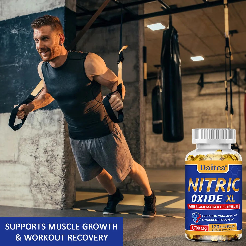 Nitric Oxide Capsules for Men – Maca Root Extract Formula Men's Health Supplement Qst