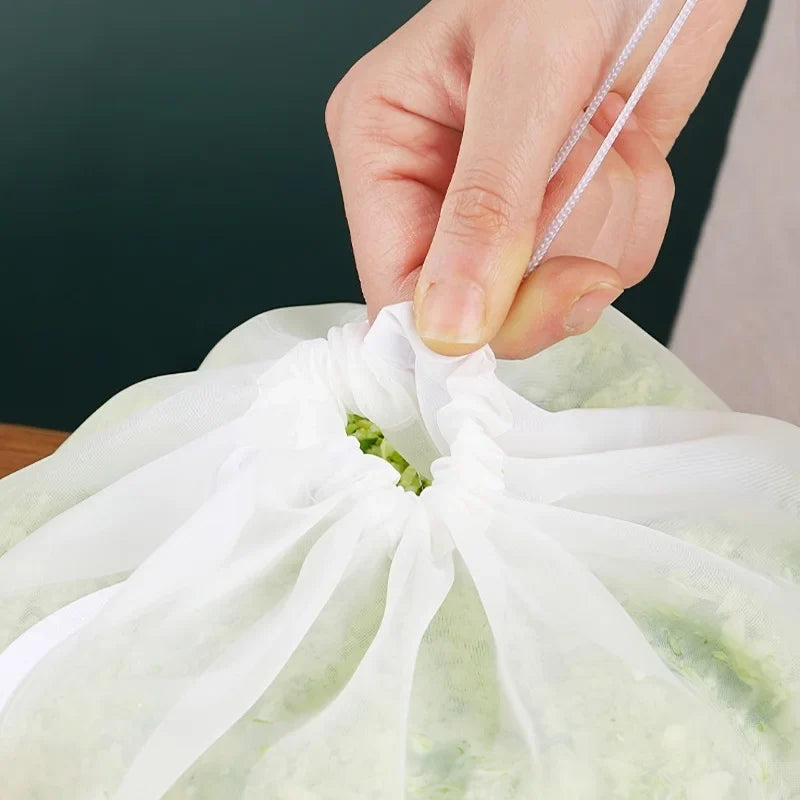 Reusable Vegetable Strainer Bag | Drawstring Squeeze Filter Food Strainer Bag Qme