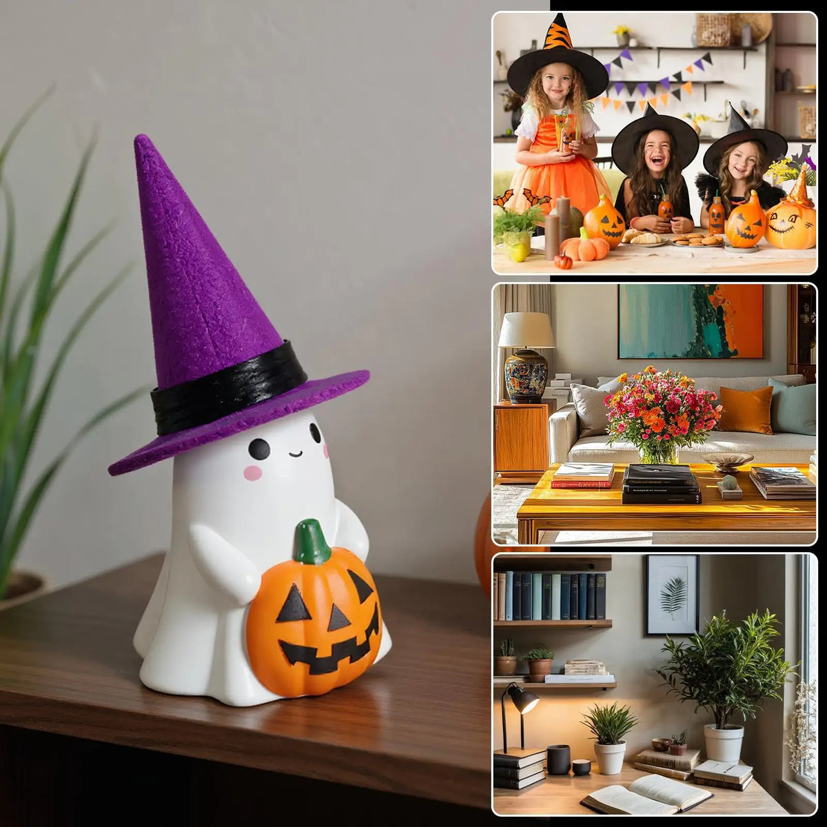 LED Light-Up Ghost Halloween Resin Decoration | Spooky Statue Halloween LED Statue Qme