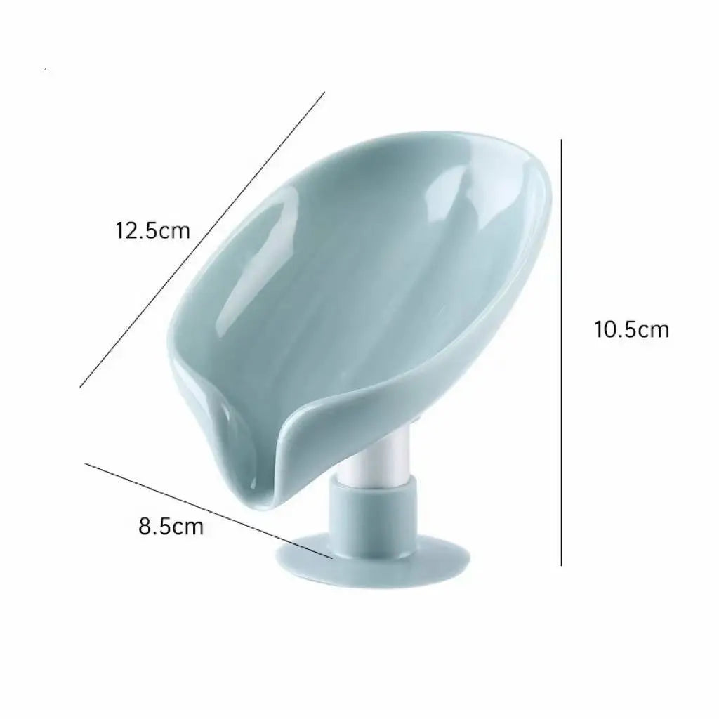 Lotus Leaf Soap Dish | No-Drill Suction Holder with Drainage Soap Dish Holder Qme green M
