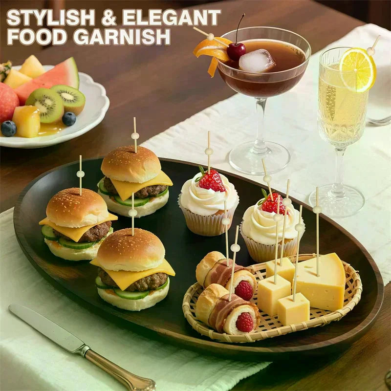 Bamboo Disposable Fruit Forks & Cocktail Skewers 100pcs Cocktail Skewers Qme