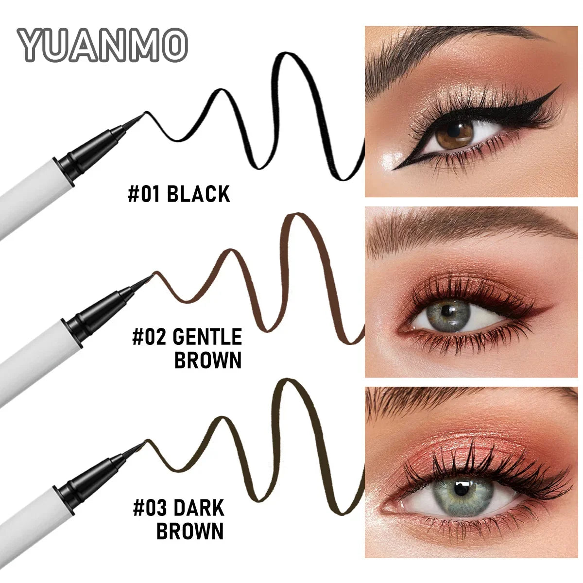 Ultra-Fine Brown Liquid Eyeliner – Waterproof & Quick-Dry Liquid Eyeliner Pen Qme