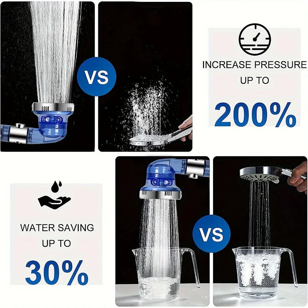 High-Pressure 3-Mode Handheld Showerhead | One-Click Water Stop Handheld Showerhead Qme